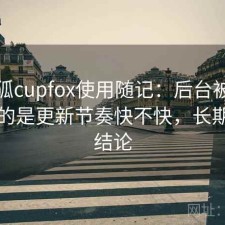 茶杯狐cupfox使用随记：后台被问得最多的是更新节奏快不快，长期使用结论