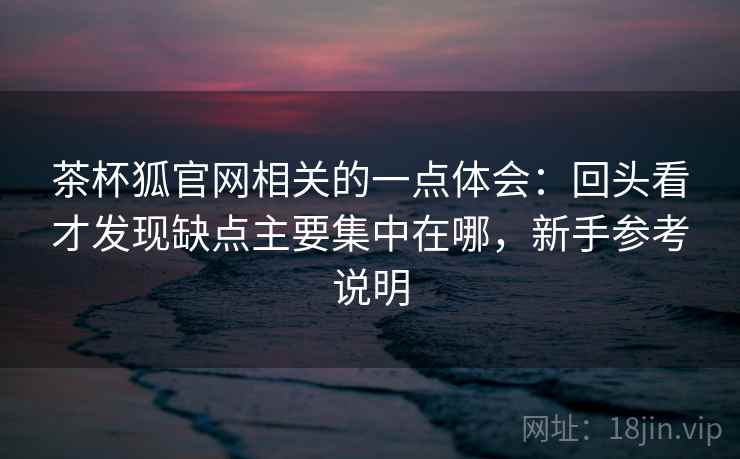 茶杯狐官网相关的一点体会：回头看才发现缺点主要集中在哪，新手参考说明  第1张